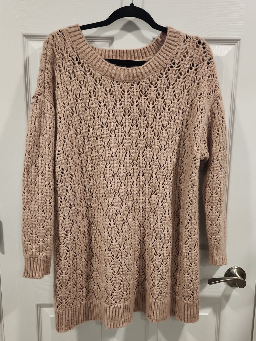 Lane Bryant Open-Knit Scoopneck Sweater in Blush Taupe